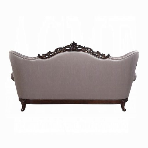 Acme Benbek Fabric & Antique Oak Sofa with 5 Pillows - Image 5