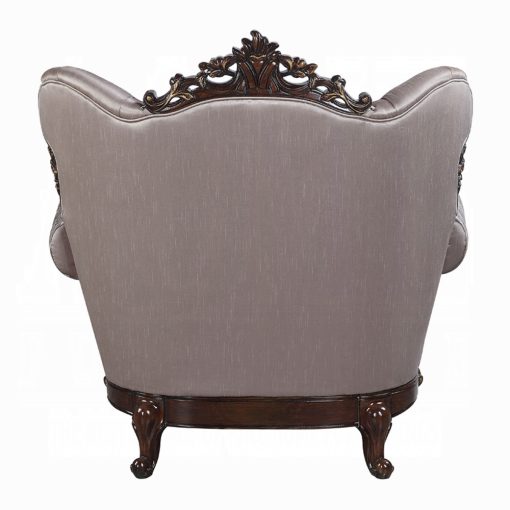 Acme Benbek Fabric & Antique Oak Chair with Pillow - Image 4