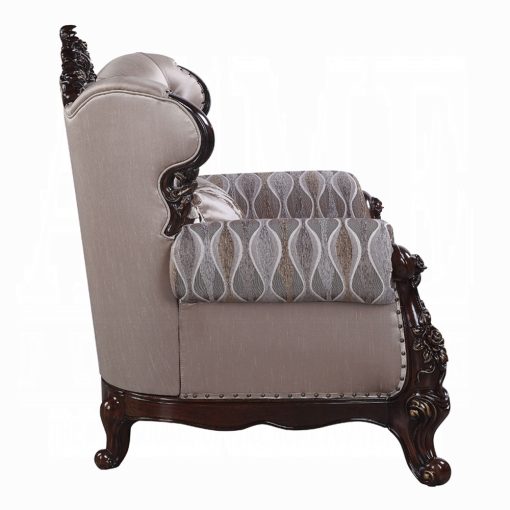 Acme Benbek Fabric & Antique Oak Chair with Pillow - Image 5