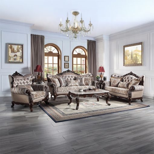 Acme Benbek Fabric & Antique Oak Chair with Pillow - Image 9