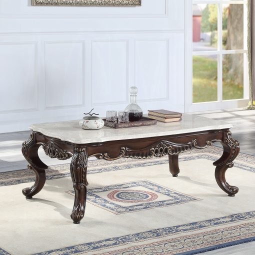 Acme Benbek Fabric & Antique Oak Coffee Table