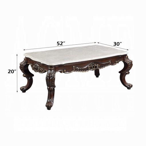 Acme Benbek Fabric & Antique Oak Coffee Table - Image 7