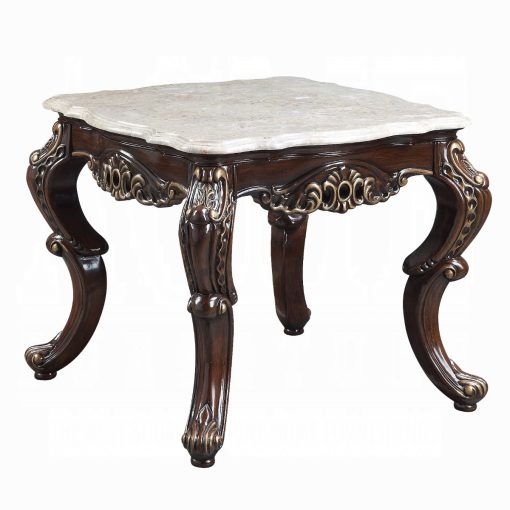 Acme Benbek Marble & Antique Oak End Table - Image 2