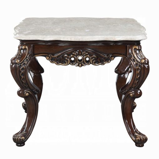 Acme Benbek Marble & Antique Oak End Table - Image 3