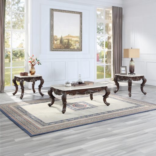 Acme Benbek Marble & Antique Oak End Table - Image 4