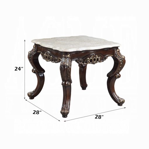 Acme Benbek Marble & Antique Oak End Table - Image 6