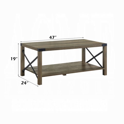 Acme Abiram Rustic Oak Coffee Table - Image 6