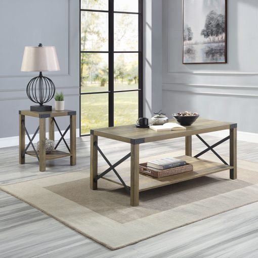 Acme Abiram Rustic Oak Coffee Table - Image 5