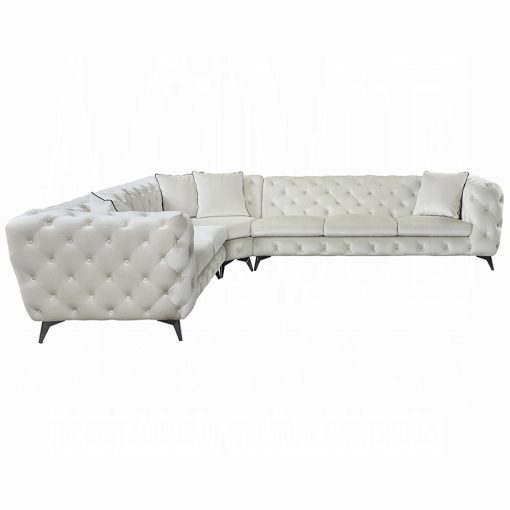 Acme Atronia Beige Fabric Sectional Sofa with 4 Pillows - Image 2