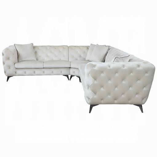 Acme Atronia Beige Fabric Sectional Sofa with 4 Pillows - Image 4