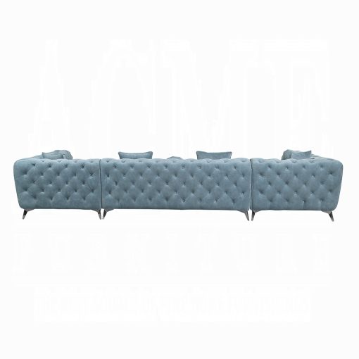 Acme Zerah Dusty Blue Fabric Sectional Sofa with 7 Pillows - Image 5