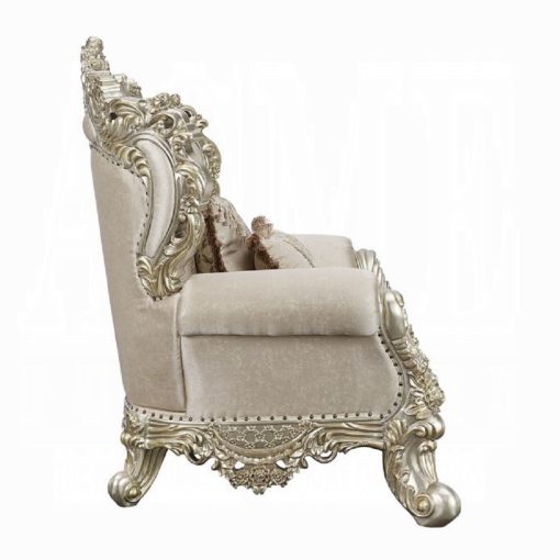 Acme Danae Fabric, Champagne & Gold Loveseat with 5 Pillows - Image 4