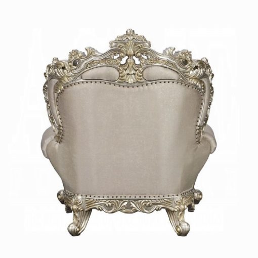 Acme Danae Fabric, Champagne & Gold Chair with 2 Pillows - Image 5
