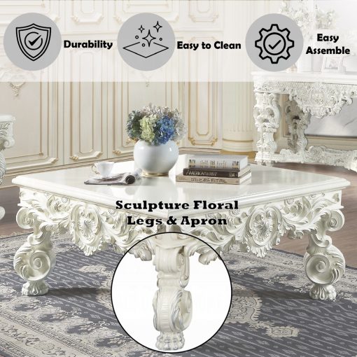 Acme Adara Antique White Coffee Table - Image 8