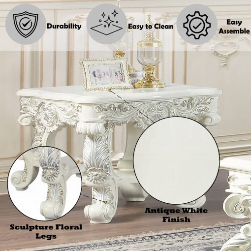 Acme Adara Antique White End Table - Image 7