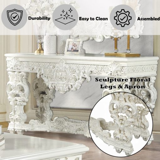 Acme Adara Antique White Sofa Table - Image 4