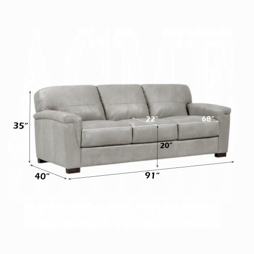 Acme Cornelia Pearl Gray Leather Sofa - Image 5