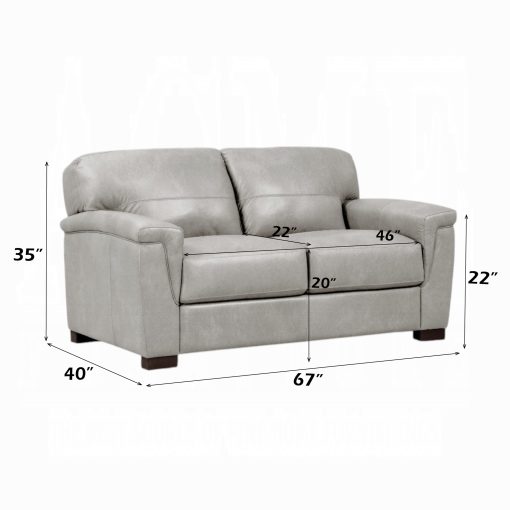 Acme Cornelia Pearl Gray Leather Loveseat - Image 5