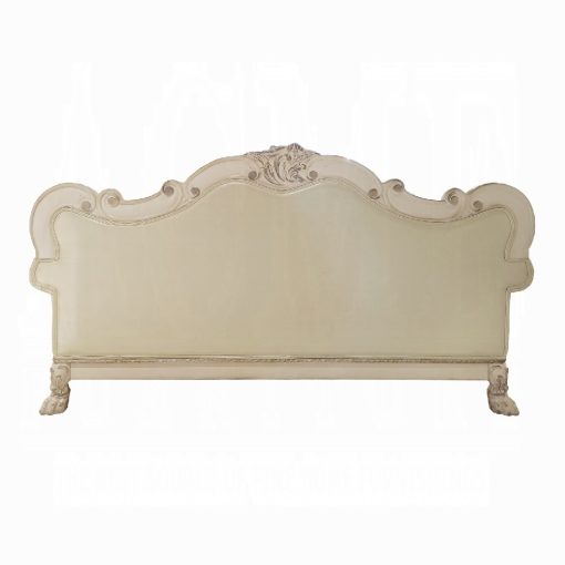 Acme Dresden Synthetic Leather & Bone White Sofa with 4 Pillows - Image 5