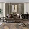 Acme Betria Light Green Velvet, Gold & Black High Gloss Loveseat with 4 Pillows