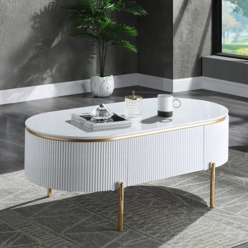 Acme Daveigh White High Gloss & Gold Coffee Table