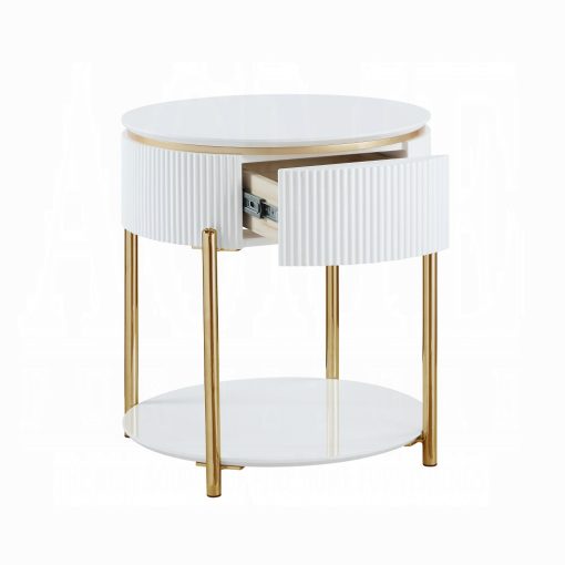 Acme Daveigh White High Gloss & Gold End Table - Image 4