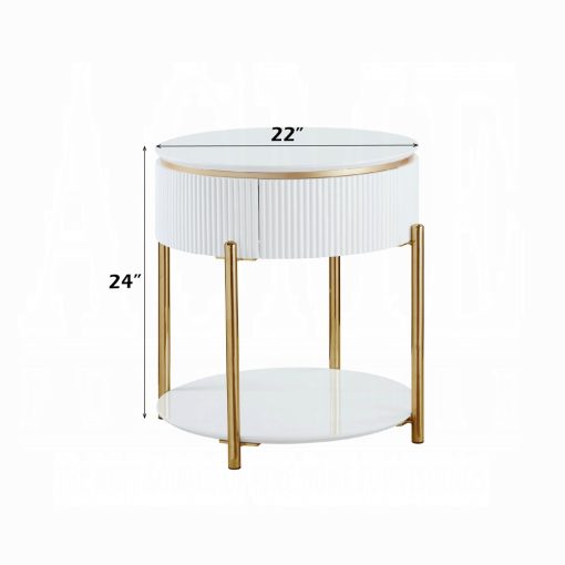 Acme Daveigh White High Gloss & Gold End Table - Image 6