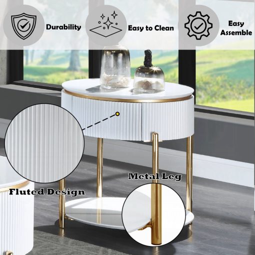 Acme Daveigh White High Gloss & Gold End Table - Image 7