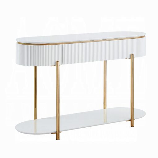 Acme Daveigh White High Gloss & Gold Sofa Table - Image 2