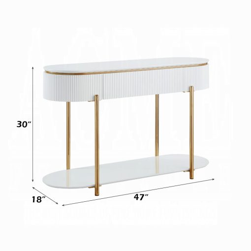 Acme Daveigh White High Gloss & Gold Sofa Table - Image 6