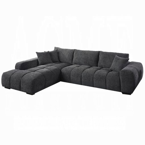 Acme Chosen Gray Chenille Sectional Sofa with 3 Pillows - Image 2