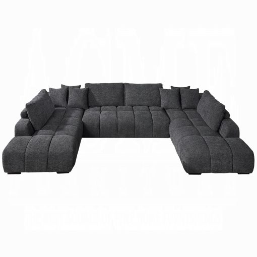 Acme Chosen Gray Chenille Sectional Sofa with 6 Pillows - Image 2