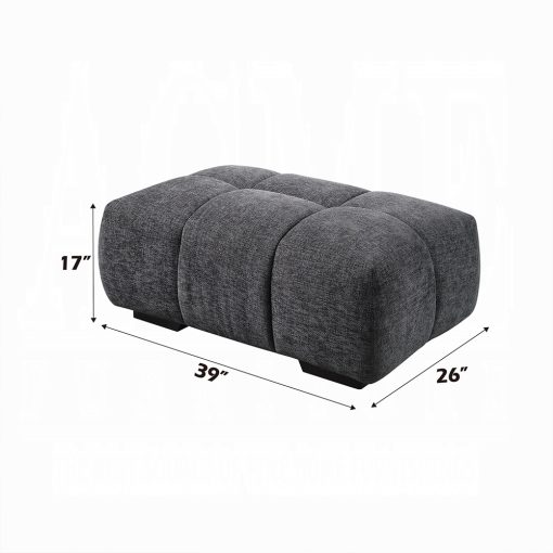 Acme Chosen Gray Chenille Ottoman - Image 3