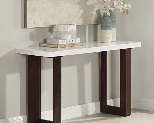 Acme Edwyn Natural Marble Top & Espresso Sofa Table