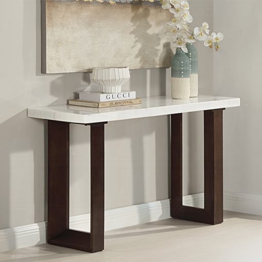 Acme Edwyn Natural Marble Top & Espresso Sofa Table