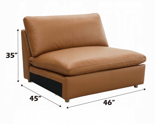 Acme Brighton Brown Top Grain Leather Modular Armless Chair