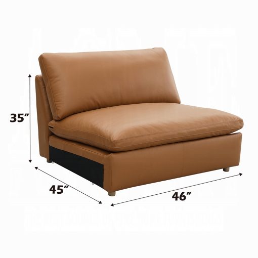 Acme Brighton Brown Top Grain Leather Modular Armless Chair