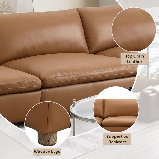 Acme Brighton Brown Top Grain Leather Modular Armless Chair