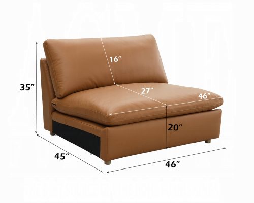 Acme Brighton Brown Top Grain Leather Modular Armless Chair