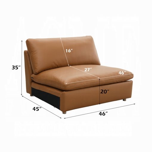 Acme Brighton Brown Top Grain Leather Modular Armless Chair