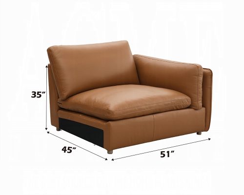 Acme Brighton Brown Top Grain Leather Modular - Right Facing Arm Chair