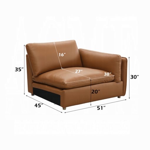 Acme Brighton Brown Top Grain Leather Modular - Right Facing Arm Chair