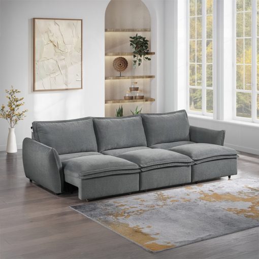 Acme Eaden Gray Chenille Power Sofa with Sleeper