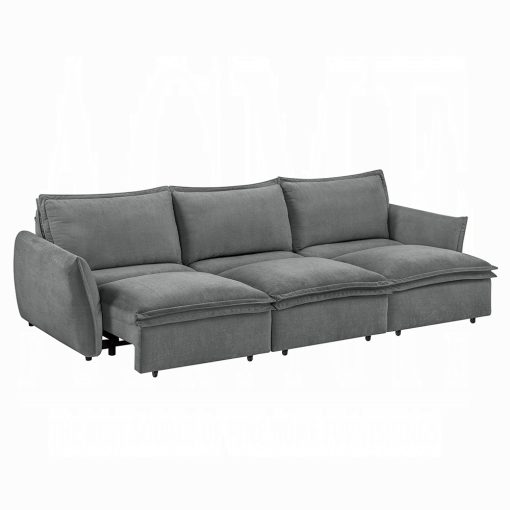Acme Eaden Gray Chenille Power Sofa with Sleeper - Image 2