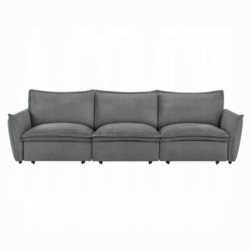 Acme Eaden Gray Chenille Power Sofa with Sleeper - Image 3