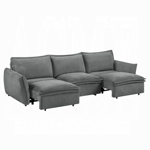 Acme Eaden Gray Chenille Power Sofa with Sleeper - Image 4