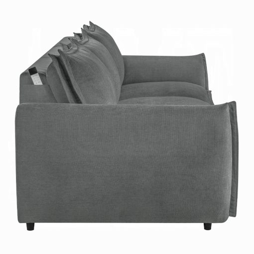 Acme Eaden Gray Chenille Power Sofa with Sleeper - Image 5