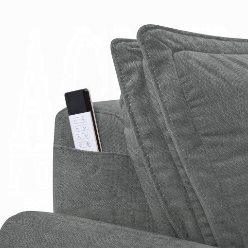 Acme Eaden Gray Chenille Power Sofa with Sleeper - Image 7