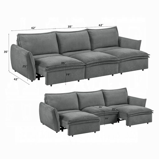 Acme Eaden Gray Chenille Power Sofa with Sleeper - Image 9