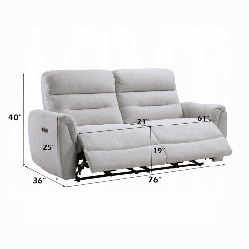 Acme Eastre Beige Chenille Power Motion Sofa with USB Port - Image 7